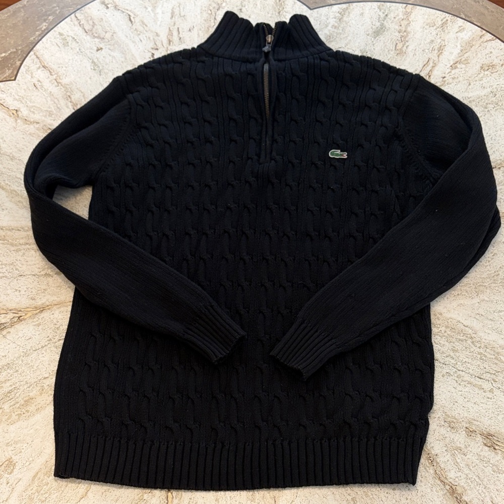 Lacoste Men's Quarter Zip Black Sweater